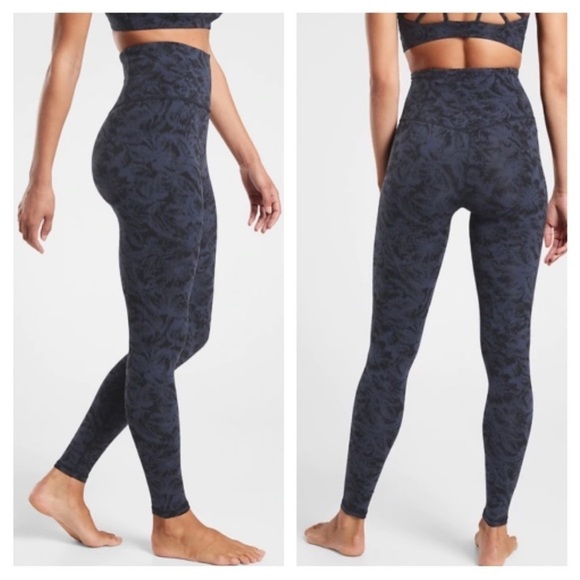 Athleta Women’s Elation Textured Tight Frosted Coral Blue Pull On Yoga Sz S - Picture 2 of 16
